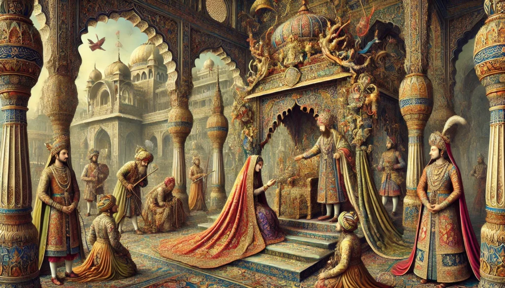 Mughal emperor gifting Pashmina shawls 