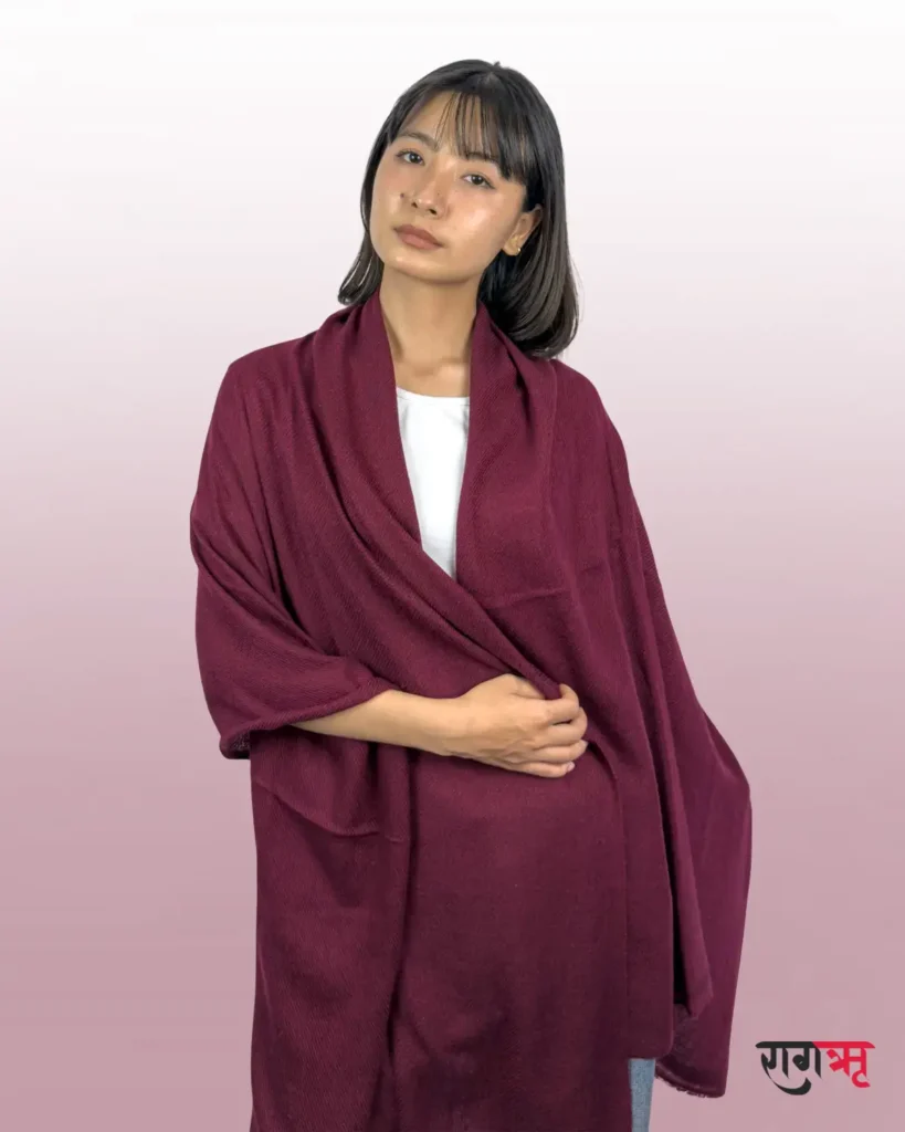 Color theory warm pashmina color showcast by raagari model